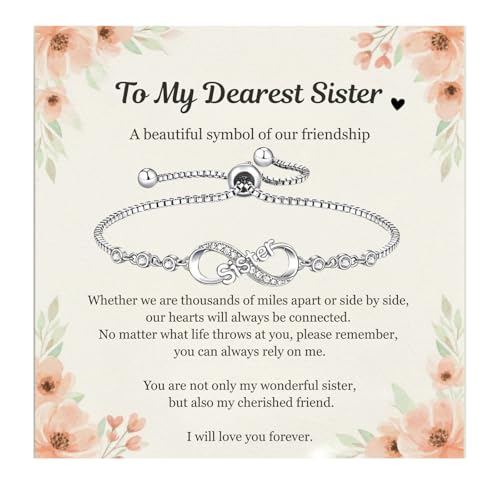 Sister Gifts Birthday Gift Bracelet With Card and Gift box Special Personalised Best Presents for Christmas Xmas From Sister or Brother