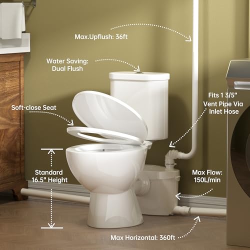 Image of SUPERFLO 750W Macerating Toilet System Powerful Macerator Toilet Pump