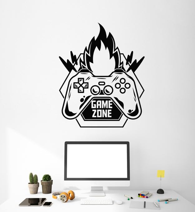 SnappySticker Game Zone Fire Video Vinyl Wall Art Decal Stickers Kitchen Décor, Size: 33 X 39