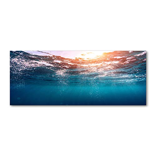 Crédence de cuisine 125x50cm dosseret en verre fond de hotte bleu paysage marin