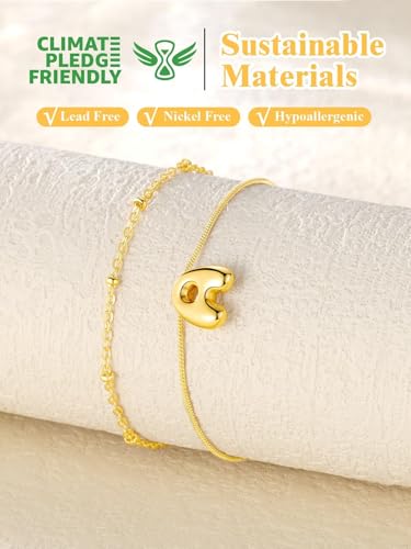 Image of U7 Silver Gold Initial Ankle Bracelets for Women Waterproof,14K Gold Plated Initial Anklets No Tainish,Adjustable Women's Anklet Layered Ankle Summer Beach Foot Jewelry