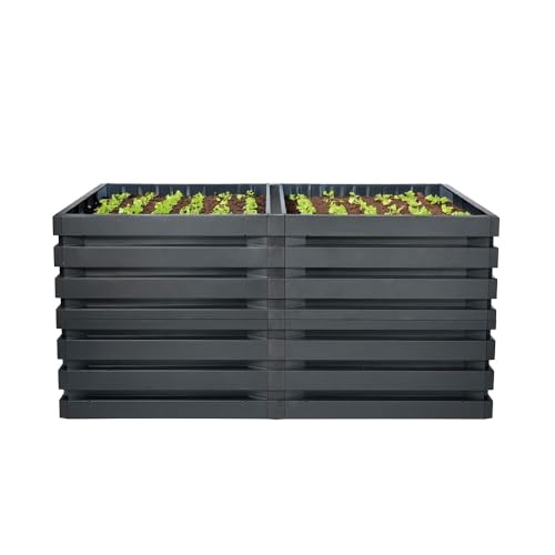 Yoursol Skyline Hochbeet 161 x 80 x 75 cm Graphite Grey, Kunststoff Hochbeet mit Klicksystem, Pflanzbeet wetterfest, Gartenbeet, Kräuterbeet