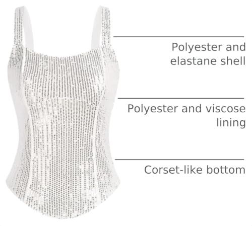 Image of GRACE KARIN Sequin Tank Tops for Women Bustier Corset Top Sparkle Sexy Slim Camisole Sleeveless Party