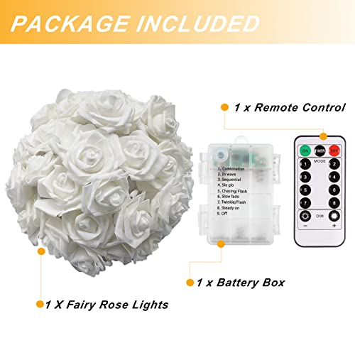 Echosari Flower String Lights Battery Operated 30 Led Rose Wedding Lights 15Ft With Remote Timer Fairy Hanging Lights For Indoor Outdoor Bedroom Backyard Garden House Decoration (Warm White) #TOP6