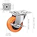 1.5 Inch Casters, ASHGOOB Caster Wheels with Side Brake, Locking Casters Set of 8, Industrial/Furniture Swivel Plate Caster Wheels for Workbench and Carts, Orange Polyurethane (PU) Castors (8 Pack)