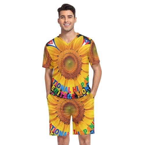 Camisa de pijama para hombre con banderas latinas del Mes de la Herencia Hispana manga corta S