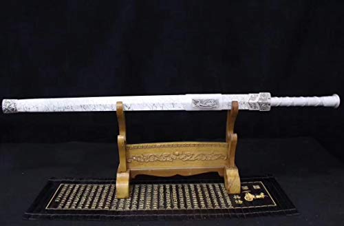 Chinese Sword,Han Jian(Medium Carbon Steel Etch Blade,Alloy,White Scabbard) Length 41" #TOP1