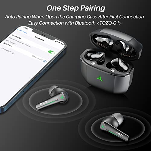 Tozo G1 Wireless Earbuds Bluetooth 5.0 Gaming Headphones With Microphone High Sensitivity In-Ear Headset Breathing Light And 45Ms Ultra Low-Latency Specially Designed Matte Black #TOP6