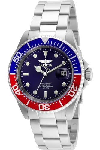 Invicta Pro Diver Reloj de cuarzo para hombre de acero inoxidable, Rojo / Azul, 40 mm
