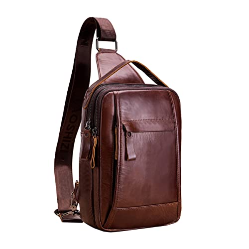 MANNUOSI Bolsos de hombro para hombre Retro bolsa de pecho Bolsos para hombre Bolsos cruzados marrón Cover