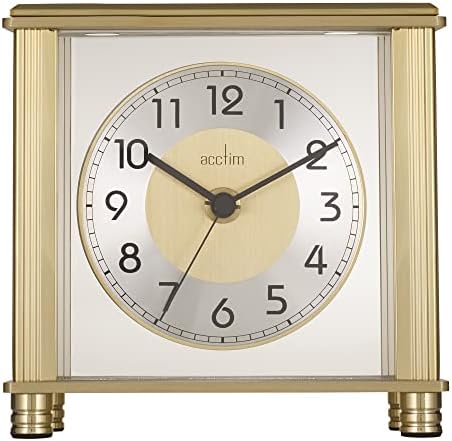 Acctim Hampden Mantel Clock Quartz Metal & Glass Floating Effect Energy Efficient Brass Effect