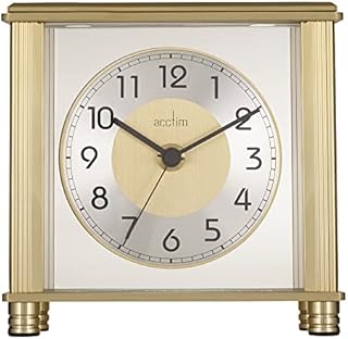 Acctim Hampden Mantel Clock Quartz Metal & Glass Floating Effect Energy Efficient Brass Effect