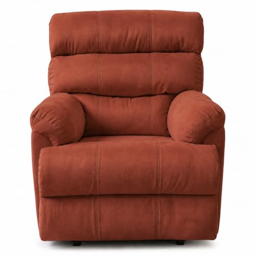 Image of Velvet Manual Recliner, 1 Seater, Maroon | Single Sofa Recliner, Comfortable Lounge Chair, For Living Room, Bedroom & Relaxation