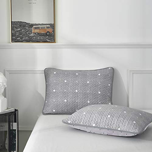 Uozzi Bedding 3 Piece Reversible Gray Dots & Cross Quilt Set King Size 102x90 Soft Microfiber Lightweight Coverlet Bedspread Summer Comforter Set Bed Cover Blanket for All Season - Thumbnail 6