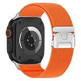 BIGHAS アップルウォッチ バンド ナイロン コンパチブル 49mm 46mm 45mm 44mm 42mm 41mm 40mm 38mm Apple Watch Ultra 3 2 1 iWatch Series 11/10/9/8/7/6/5/4/3/2/1/SE メンズ レディース おしゃれ (オレンジ, 42(S1-S3)/44/45/46/49mm)