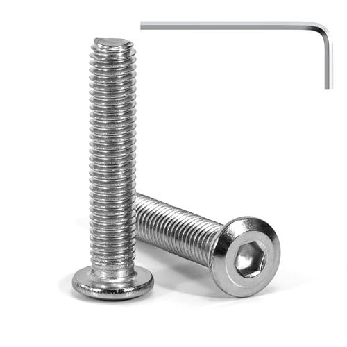Tunejoy Tornillos de Cabeza Plana M8 x 40 mm Tornillo de Cabeza Hexagonal de Acero Inoxidable A2 V2A Perno de Muebles con llave Allen Rosca Completa 20 Piezas