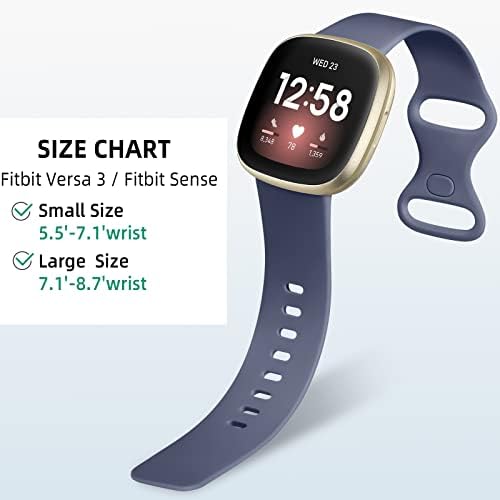 DaQin 4 Pack Bands Compatible with Fitbit Sense Bands/Fitbit Versa 3/Versa 4 Bands, Durable Sport Replacement Strap for Fitbit Sense Band/Versa 3 Band Women Men, Black/Plum/Blue Gray/Pine Green, Small — view 8