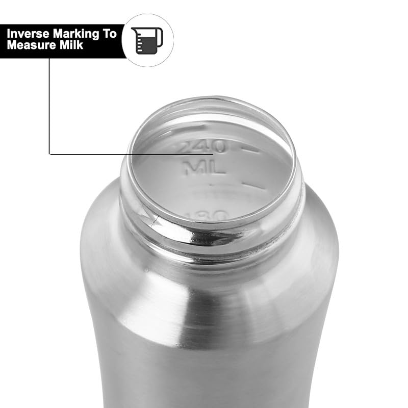 Image of Home's and Kitchen 240 ml Stainless Steel 304 Grade New Born Baby Feeding Bottle for Milk /Water Feeding Pack of 2, 240ml