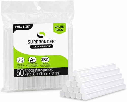 Image of Surebonder Full Size All Purpose Clear 4 inch Hot Glue Sticks - DT-50,50 Count (Pack of 5)