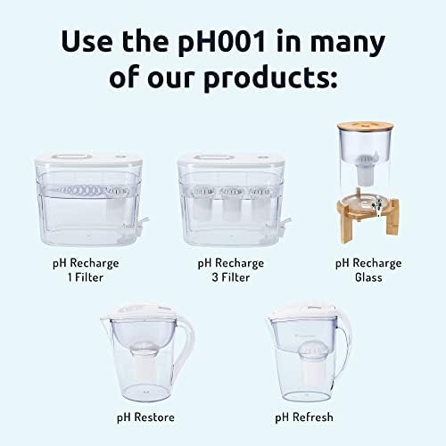PH001 3-Pack Alkaline Water Filter Cartridges  Replacement Cartridge for Invigorated Water Jug  Water Purifier, Filtration System for Pure Drinking Water  96 Gallon Capacity