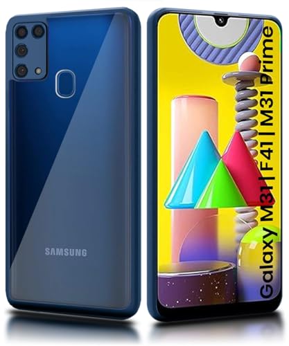 Image of WOW IMAGINE Shockproof Hybrid Back Cover for Samsung Galaxy M31 Prime | M31 | F41 | Hard Slim fit Back Case | PC & TPU | Clear Transparent Case - Blue