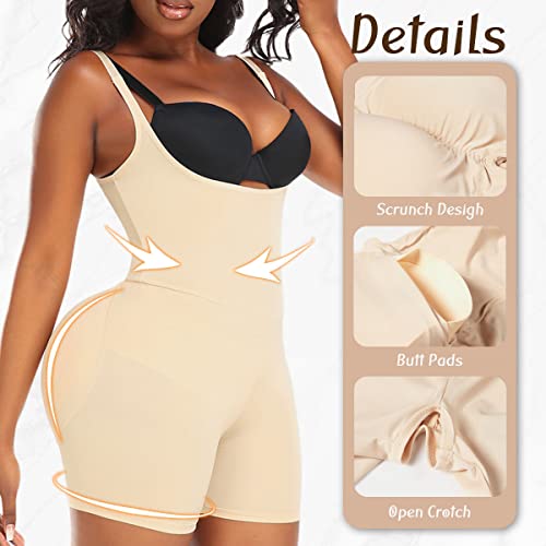 Shineqin Butt Pads Shapewear Bodysuit For Women Tummy Control, Butt Lifting Faja Bodysuit, Padded Butt Shapewear For Women, Fake Butt Pads Body Shaper For Bigger Butt, Xxl #TOP4