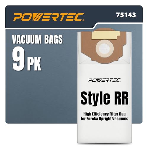 Image of POWERTEC Style RR Vacuum Bags 9 Pack for Eureka Style RR Boss Smart Vac 4800 Series Vacuum Cleaners, Replacement Filter Bags for 61115, 164-9 Upright Vacuum Bags (75143)