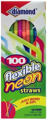Diamond 41426-34158 Flexible Neon Straws44; 100 Count