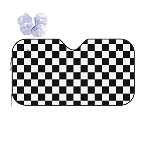 GTSGTDYT Car Windshield Sunshade - Black White Race Checkered Flag