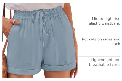 Image of YOCUR Womens Lightweight Shorts Casual Baggy Trendy Hot Pants Elastic Waist Drawstring Comfy Shorts