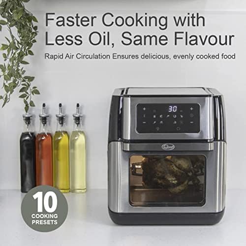 Quest 36609 12L Digital Multi Air Fryer Oven / 5 in 1 with 6 Accessories & 10 Pre-Set Modes / 1500W / Rotisserie and Dehydrator / Digital Display and Timer / Adjustable Temp / Healthy Cooking