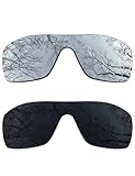 ToughAsNails 2 Pair Polarized Replacement Lenses Compatible with Oakley Batwolf OO9101 Black&Silver Chrome