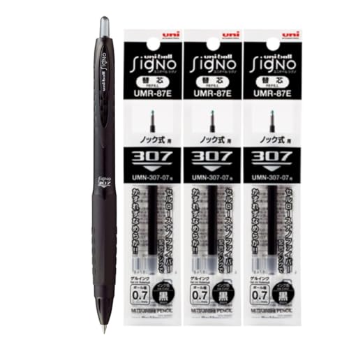 三菱鉛筆 ユニボール シグノ 307 【 0.7mm 】【 黒インク 】【 替え芯３本セット 】UMN30707.24/UMR87E.24