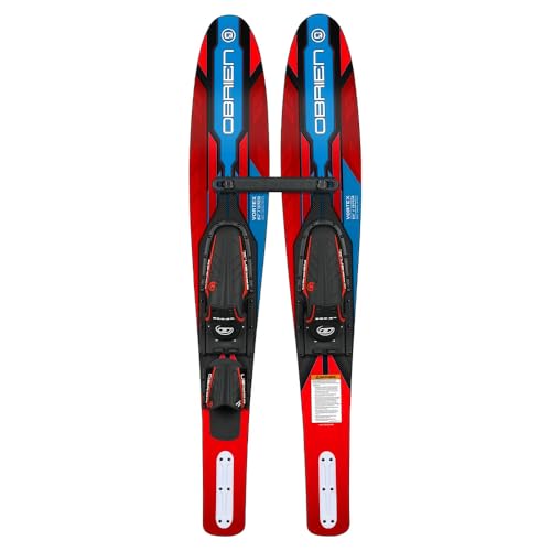 OBrien Junior Vortex Combo Waterskis Kids Water Skis with Bindings 54 Inch Wide Body Skis Easy Start Combo Skis for Beginners Stabilizer Bar Up to 140 lbs