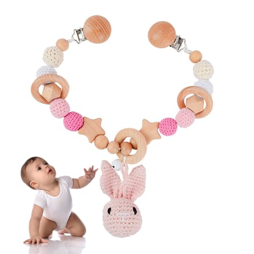 Homefantasy Kinderwagenkette Holz Baby, Anhänger Spielzeuge Set für Baby,...