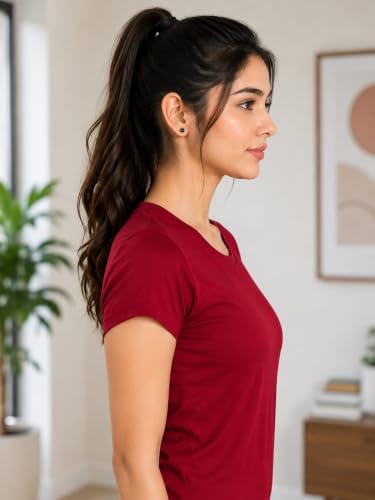 Image of Women Polyester Stretch Regular Fit Round Neck Half Sleeve T-Shirt (Pack of 1)