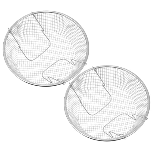 OUNONA 2Pcs Stainless Steel Fry Basket Deep Frying Mesh Container