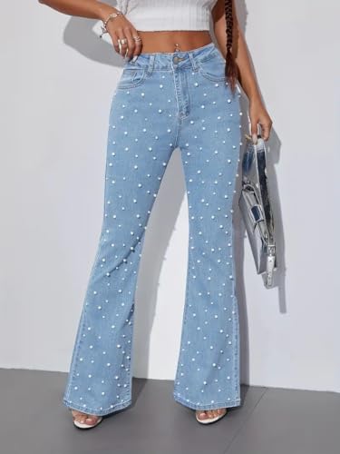Pearl Jeans for Women High Waisted Flare Leg Denim Pants Casual Baggy Boyfriend Trousers4