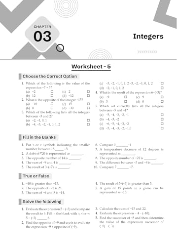 Image of Gurukul By Oswal Mathematics Chapterwise Worksheets : ICSE Class 6 For Exam 2026