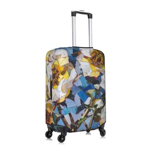 yellow and white flower Elastic Travel Luggage Cover Travel Suitcase Protective Cover3