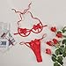 EASYLONGJEE Sexy Womens Exotic Lingerie Sets, Bow Tie Hot Cute Teddy 2 Piece Lingerie Set Christmas Valentines Lingerie Red