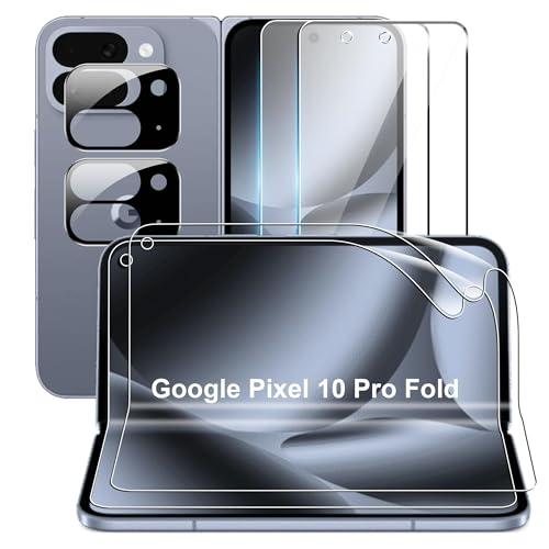 Suttkue for Google Pixel 10 Pro Fold Screen Protector Tempered Glass with Camera Lens Bubble-Free Protective Film High Transparency Case Friendly 2+2+2pack