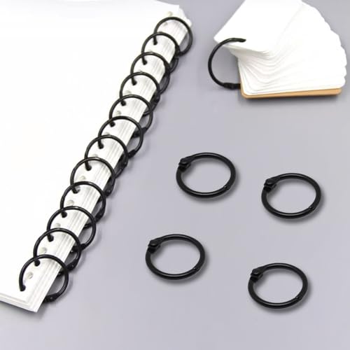 SWZHAI Small Binder Rings 1/2 inch, Book Rings 50pc, Flash Card Rings, Rings for Index Cards, Black Loose Leaf Binder Rings, Paper Rings Metal, Ring Clips, Book Binder Rings - Thumbnail 5