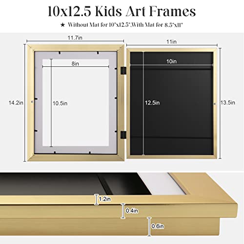 Image of [2 Pack] Kids Art Frames, 10x12.5 Front Opening Kids Artwork Frames Changeable, Displays 8.5x11 With Mat and 10x12.5 Without Mat, Holds 50 Pcs, for 3D Picture, Crafts, Hanging Art, Portfolio Storage
