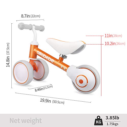 Allobebe Baby Balance Bike-Cute Toddler Bikes 12-36 Months Toys For 1 Year Old Gift Bike To Train Baby From Standing To Running With Adjustable Seat Silent & Soft 3 Wheels #TOP3