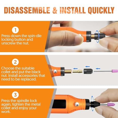 Image of Premium 55pcs Heavy Duty Mini Drill Machine with 5 Speeds - 2000 MAh Battery, Front LED Lights, Full Kit for Home Use, Drilling, Carving, Engraving, Sanding & Polishing