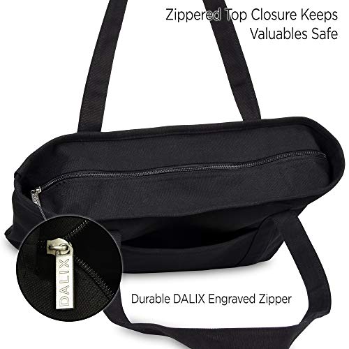 Bolso Tote de Lona de Algodón DALIX 20 Pulgadas Negro miniatura 6