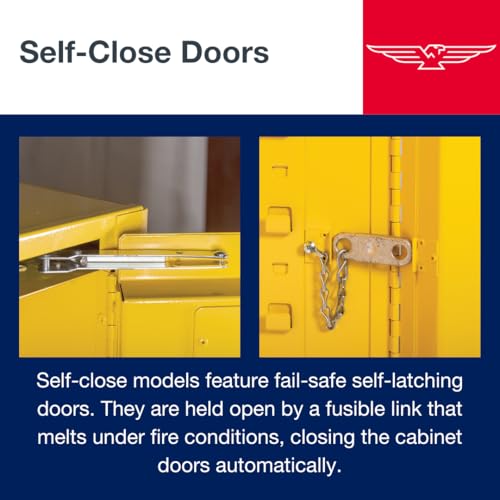 Image of Eagle American Made 24 Gallon Flammable Liquid Storage Cabinet, Self-Close Slimline Fireproof Cabinet for Schools, Garages, Manufacturing Facilities, 23 inch x 18 inch x 65 inch, 2310X