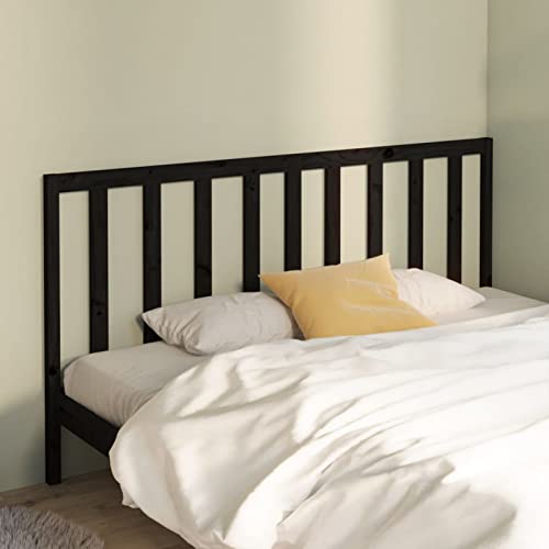 Norheim Cabecero de madera negra cabecero cabecero cama respaldo tapizado parte trasera cabecero fijo 206 x 4 x 100 cm