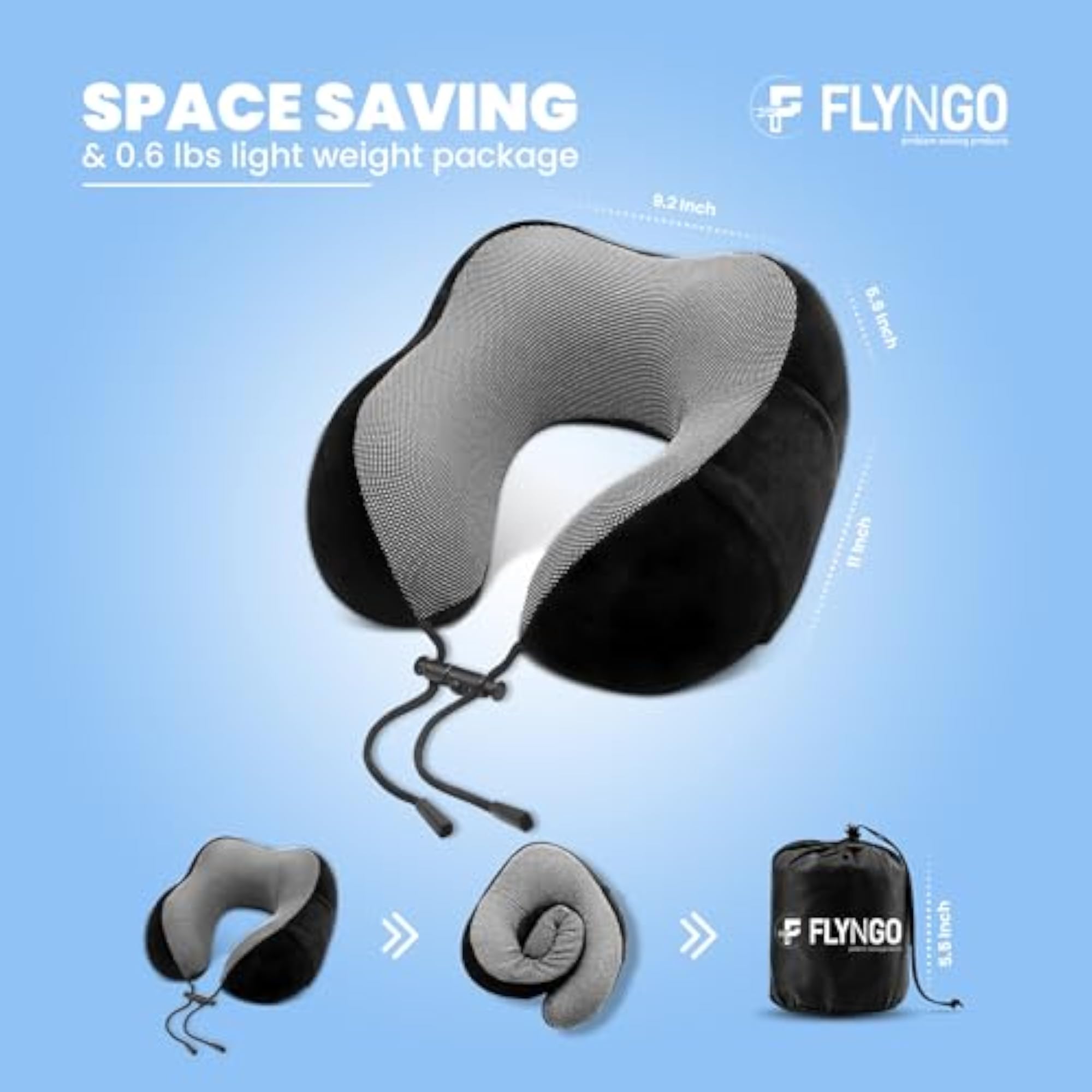 Memory Foam Neck Pillow for Travel with Eye Mask